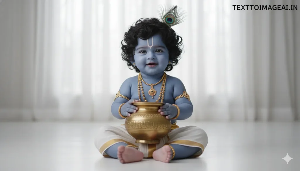 krishna baby photoshoot baby krishna portrait butter pot krishna baby photoshoot gemini prompts